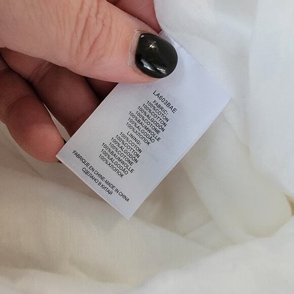 Molly Bracken Women's Ruffle Trim Cross Back Dress White Eyelet Small NWT - Picture 2 of 7